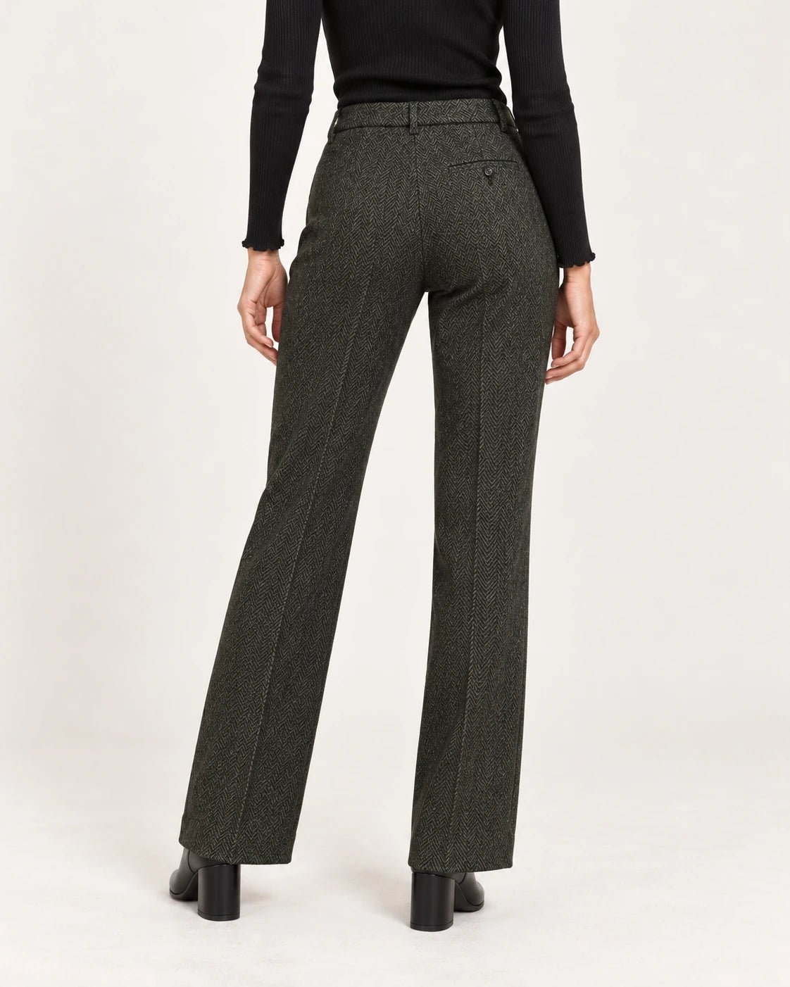 Pantalone a zampa verde, vista posteriore - MADAME VENICE - FW25 - PRINCE - SPINATINO #Colore_Green