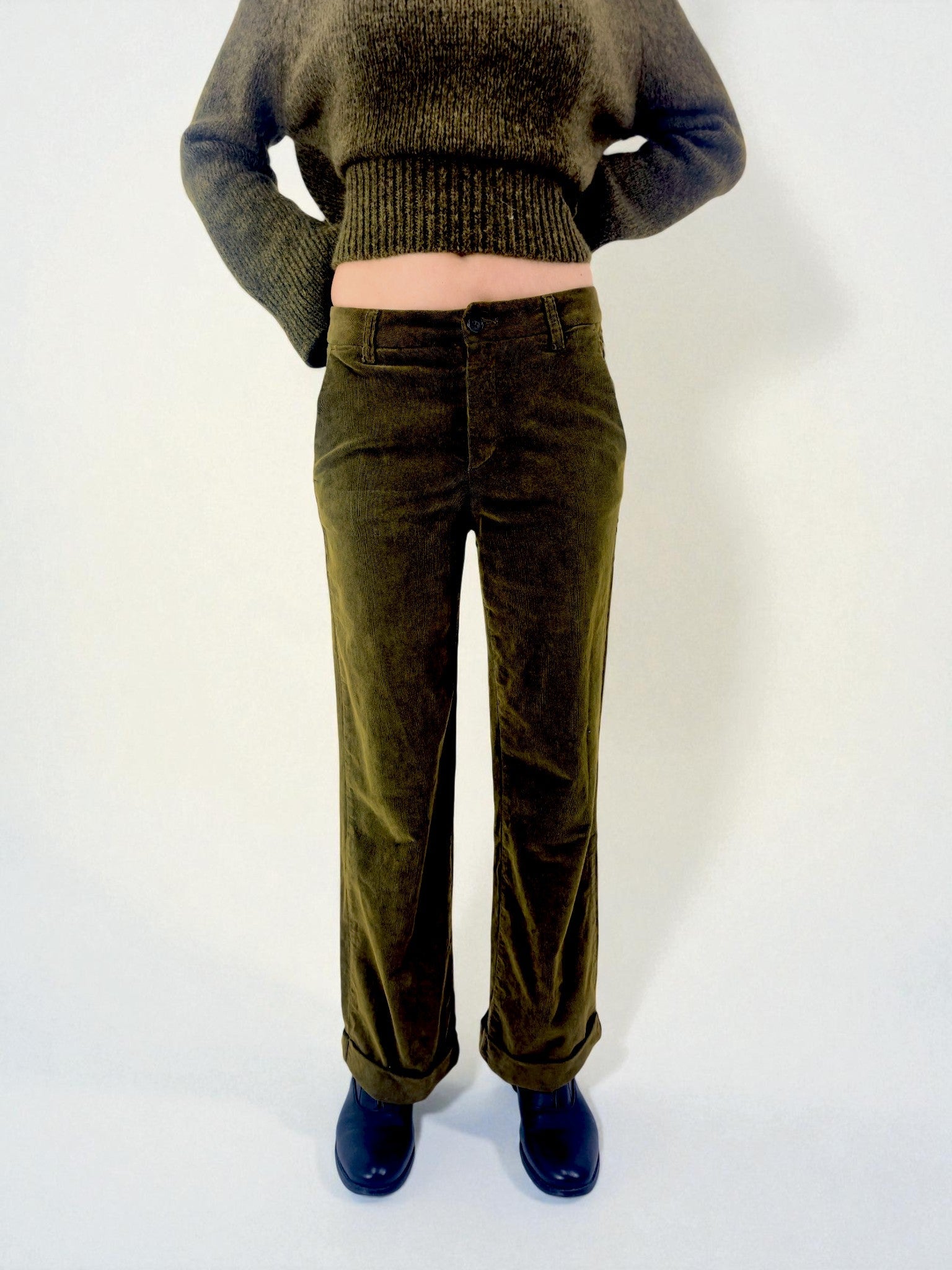 Pantalone con risvolto - MADAME VENICE - FW25 - PALMIRA - VELVET 2000 - BLACK - XS