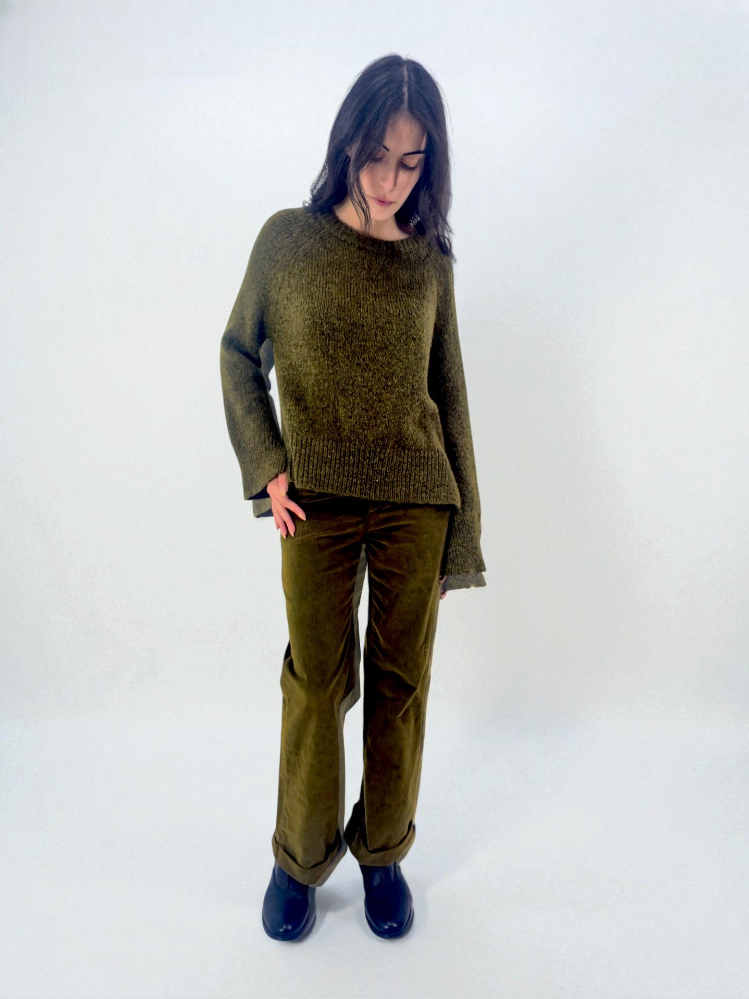 Pantalone con risvolto - MADAME VENICE - FW25 - PALMIRA - VELVET 2000 - BLACK - XS