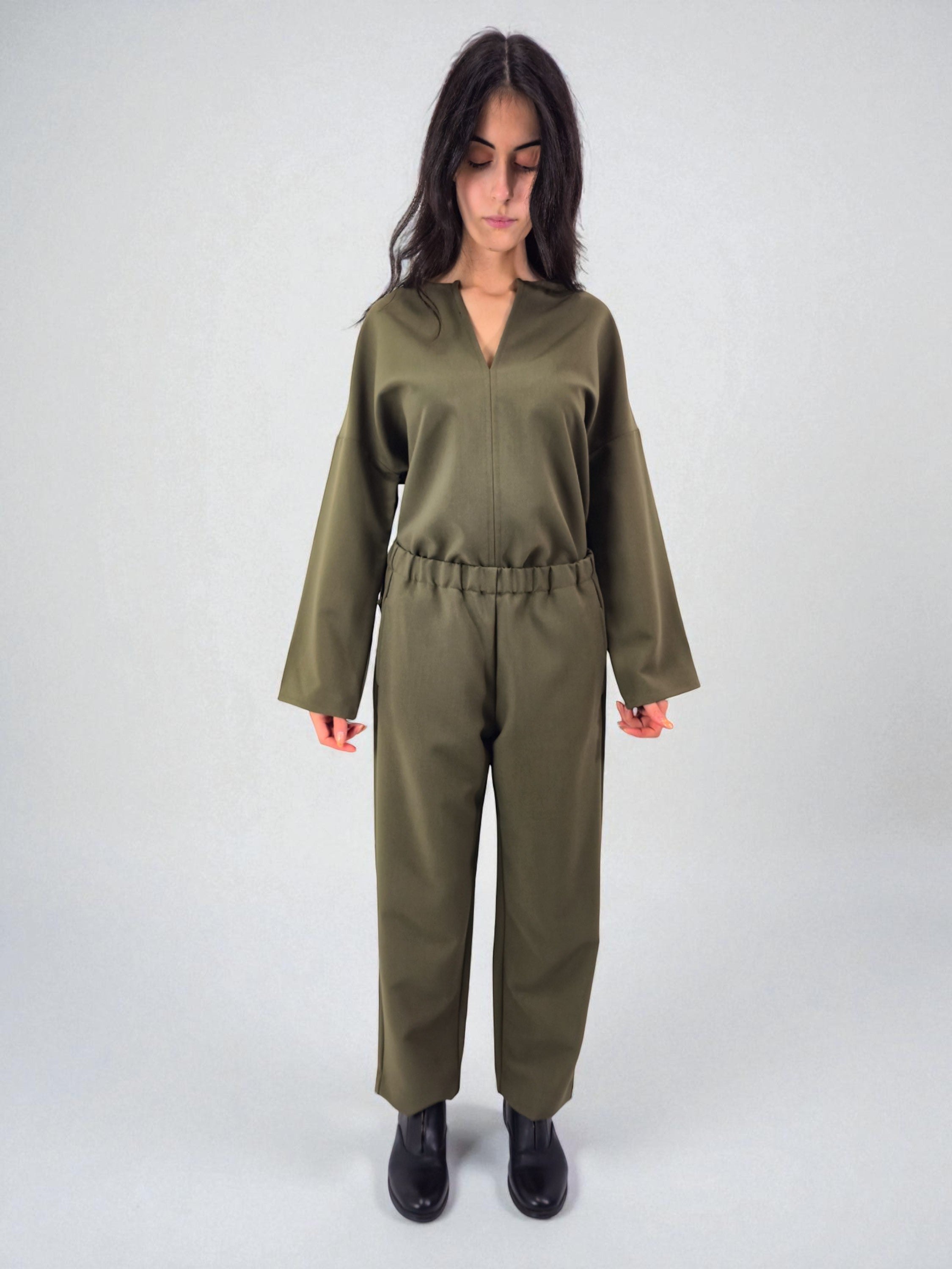 Pantalone elastico - MADAME VENICE - FW25 - PIPA - CREPE TECNICO - BLACK - XS