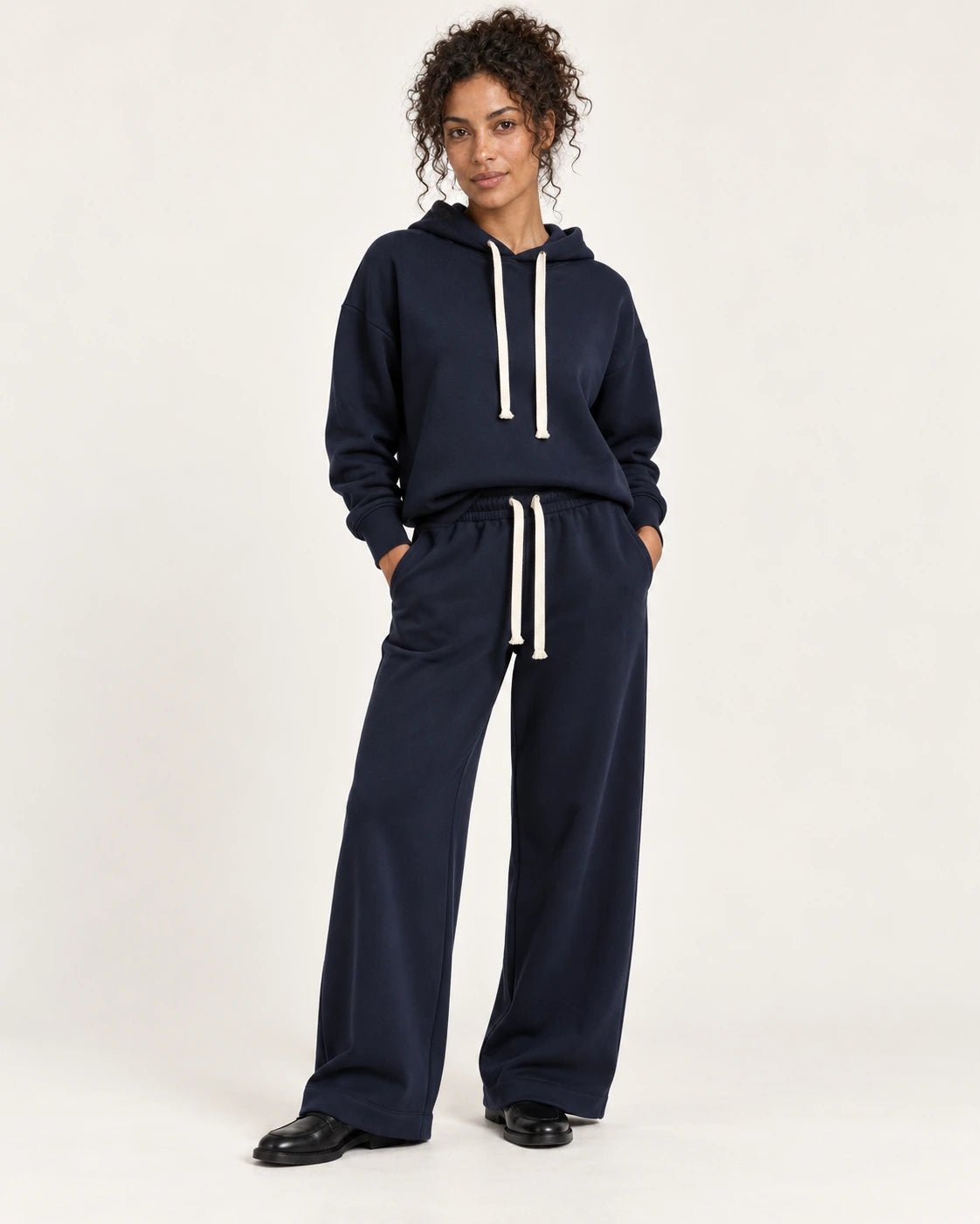 Pantalone elastico dritto blu, vista frontale - MADAME VENICE - FW25 - PAKITA - FELIX #Colore_Blue
