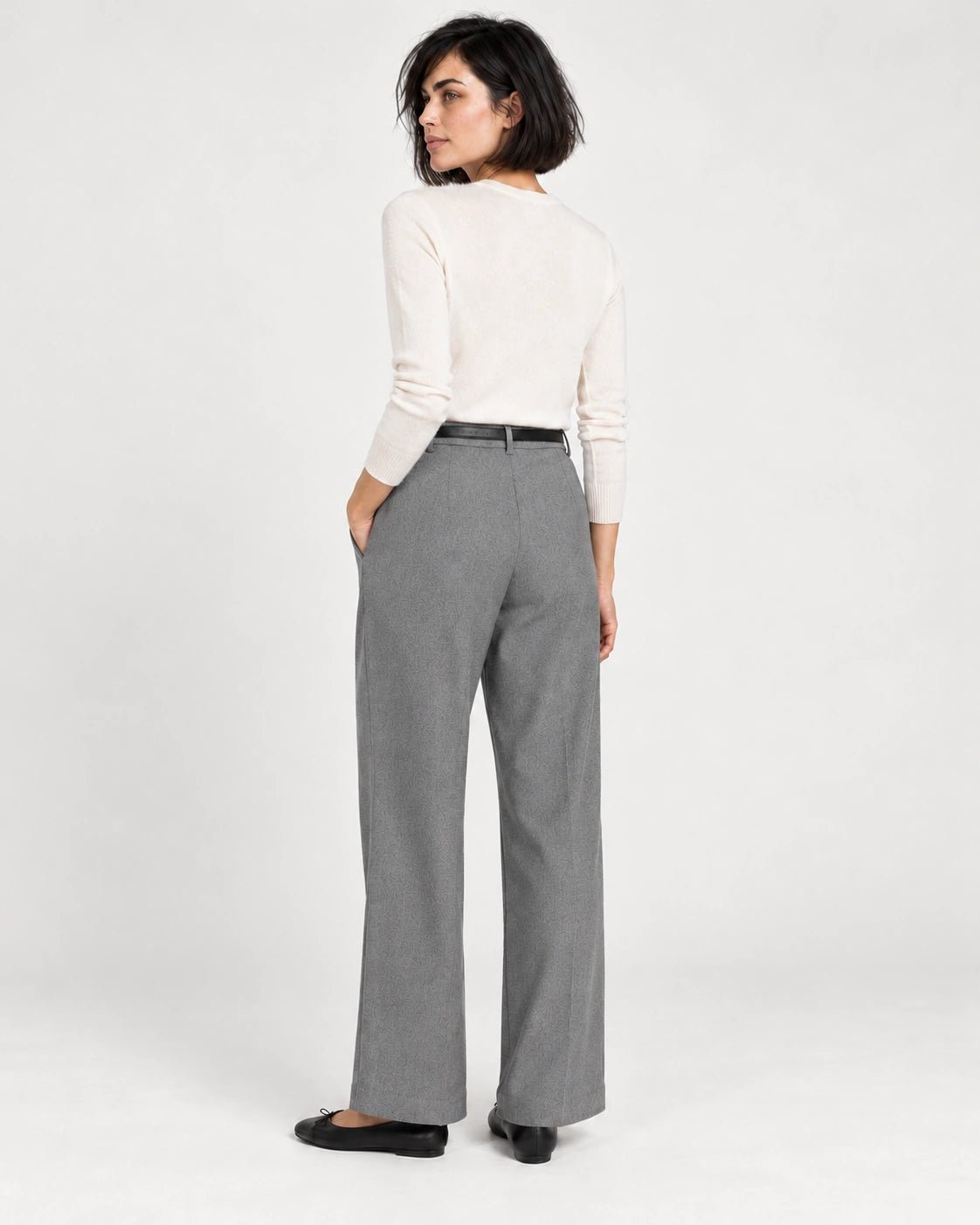 Pantalone pence grigio chiaro, vista posteriore - MADAME VENICE - FW26 - PRIMA - LANA JESI #Colore_Grigio Chiaro