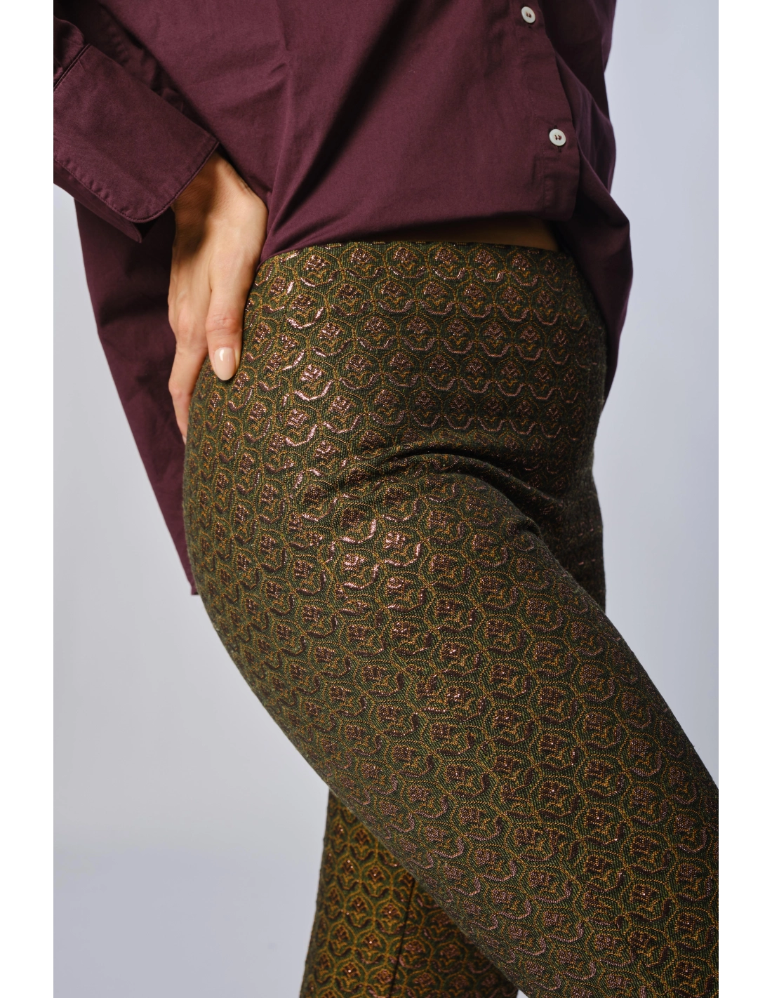 Pantalone slim jacquard