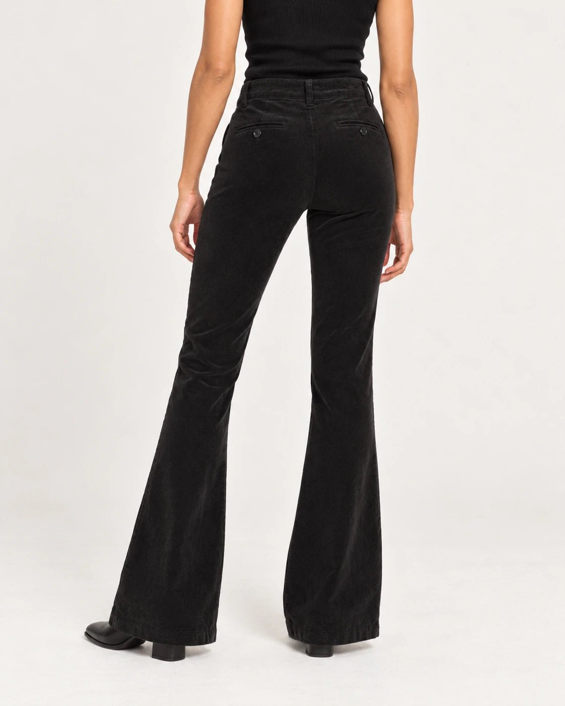 Pantalone zampa nero, vista posteriore - MADAME VENICE - FW25 - PAYTON - VELVET 2000 #Colore_Black