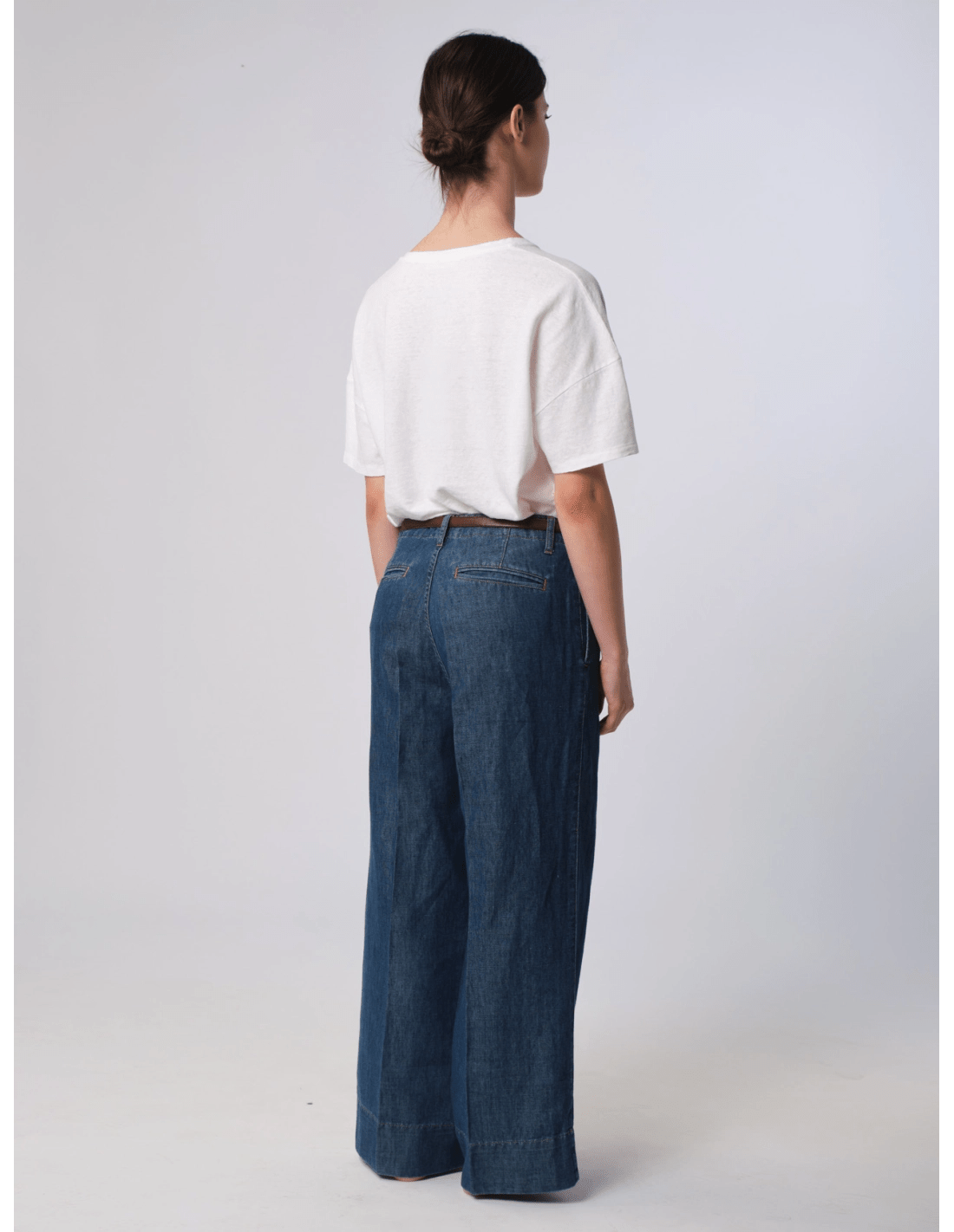 T-shirt scollo v - MADAME VENICE - SS25 - MATILDE - JERSEY LINO - BIANCO - XS