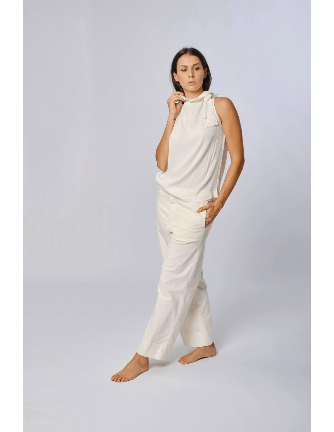 Top viscosa con fiocco - MADAME VENICE - FW24 - V02 - LOLY - BLACK - XS